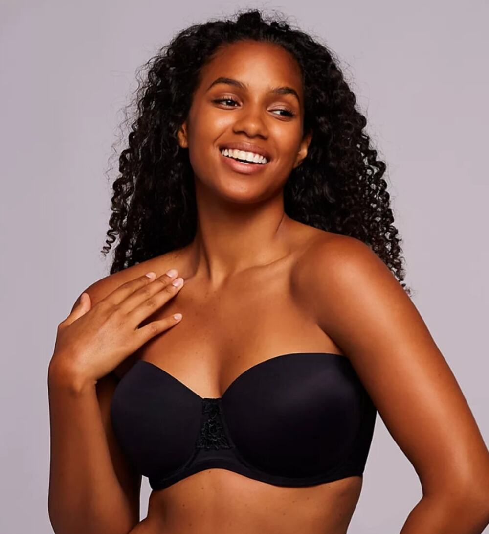 Vanity Fair Sz 34B Beauty Back Strapless Full Figure Black Underwire Bra D15-6
